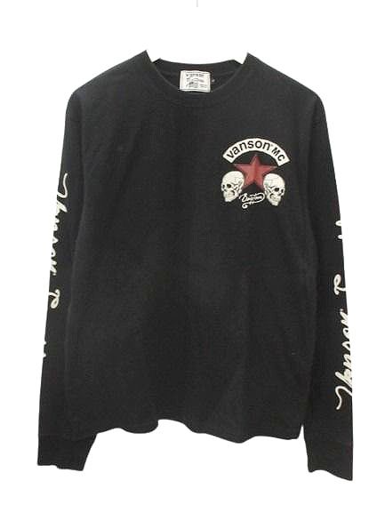 バンソン VANSON スカル プリント 長袖 カットソー ロンT L 黒