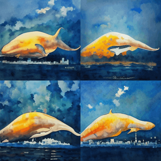 Midjourney: 空飛ぶクジラ｜みれのスクラップ