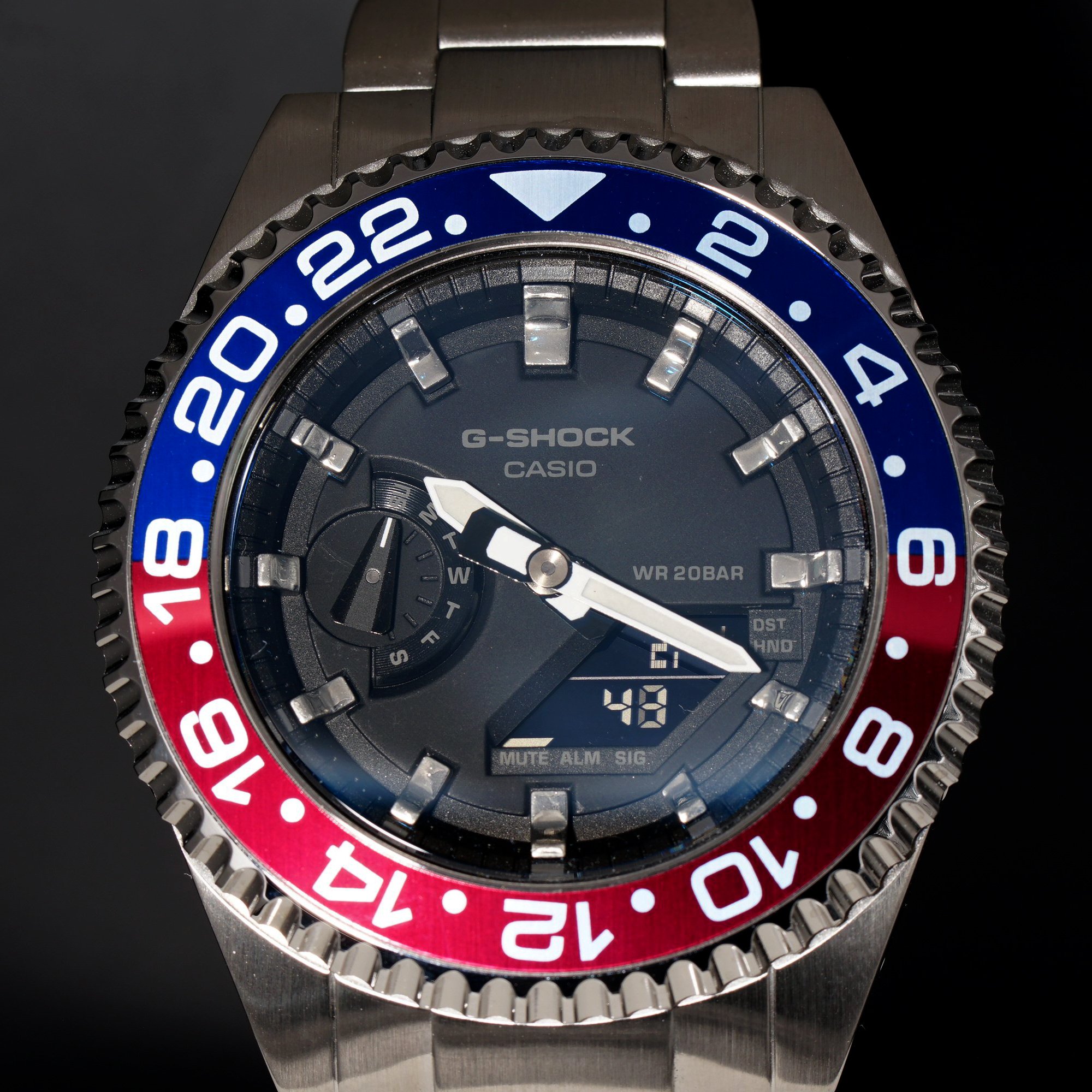 G-Shock GA-2100-1A1 オールブラックを ROLEX GMTマスター ペプシ