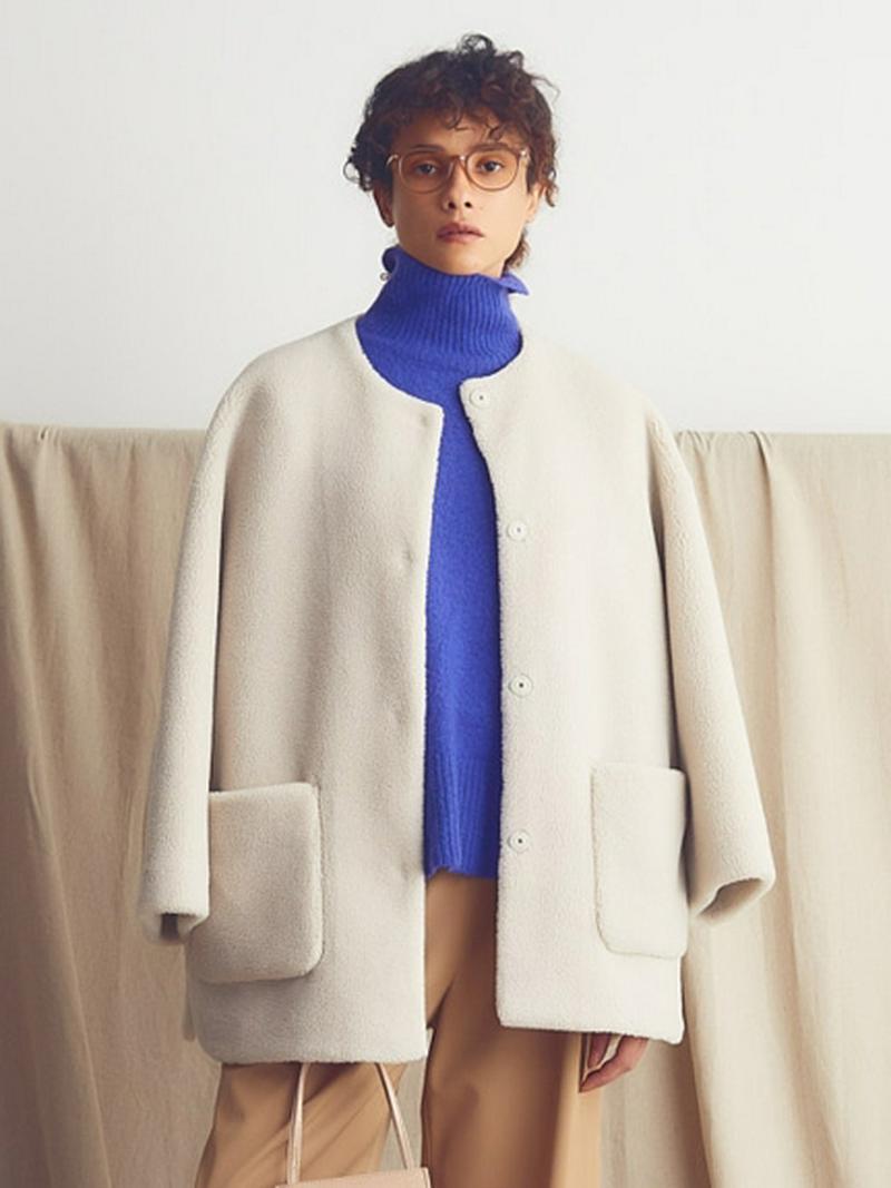 Mila Owen(ミラオーウェン)の「ノーカラーシャツカーブボアジャケット