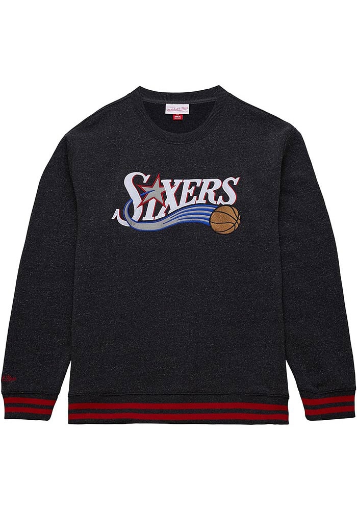 Mitchell and Ness Philadelphia 76ers Mens BLACK Vintage Logo Long
