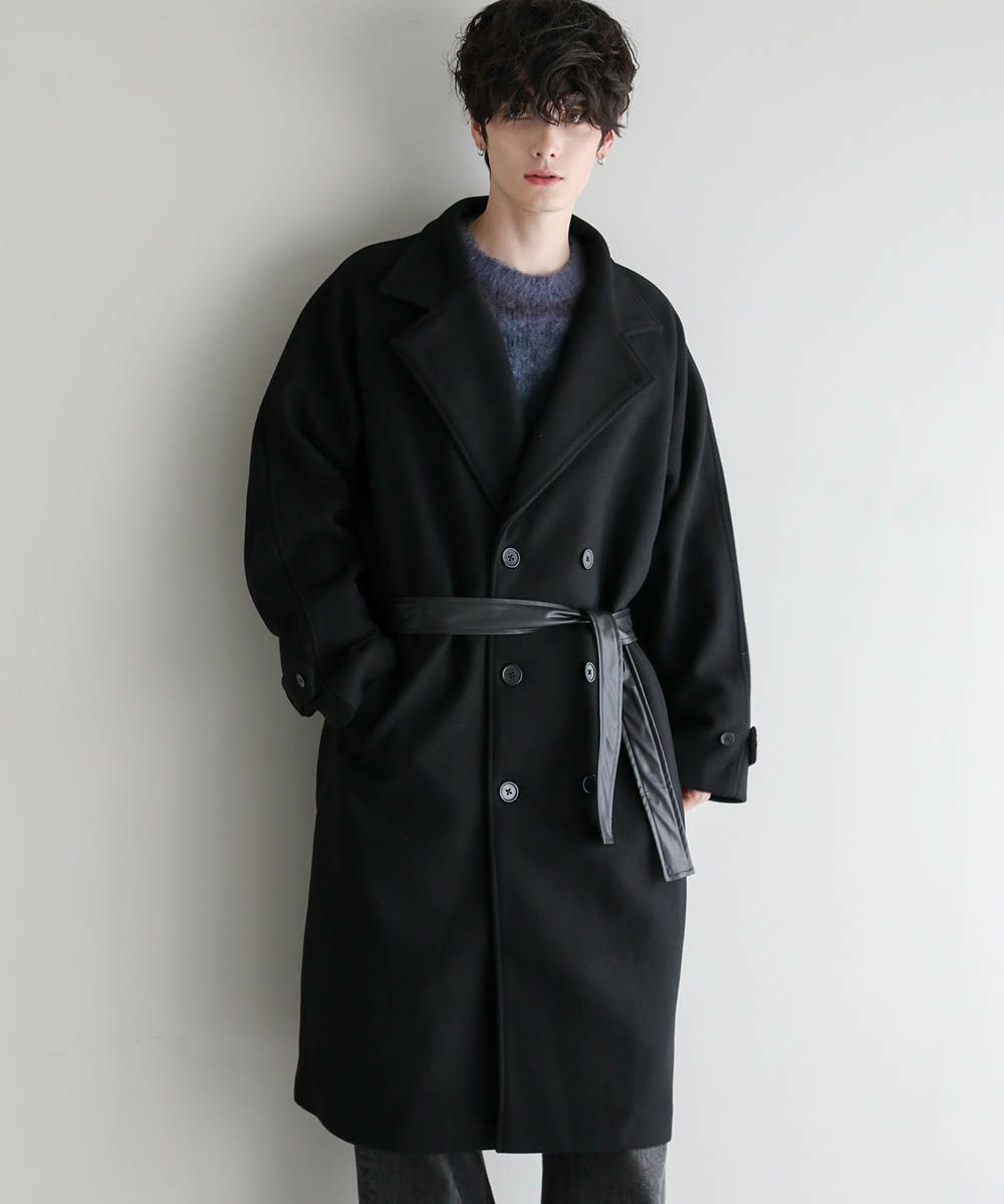 ビッグシルエットベルトメルトンダブルチェスターコート | ASTRONOMY