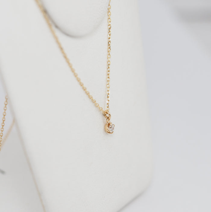 agete アガット K14イエローゴールド 1粒 ダイヤ0.05ct ネックレス