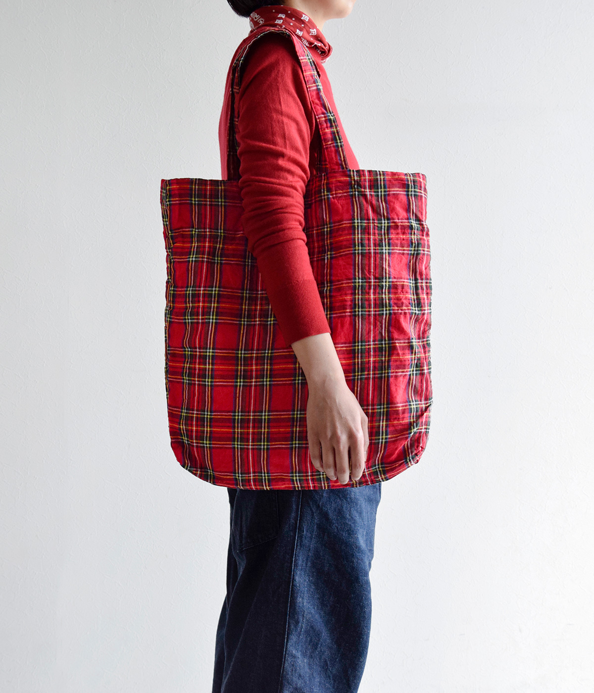 R & D.M.Co- オールドマンズテーラー リネン タータンチェック バッグ