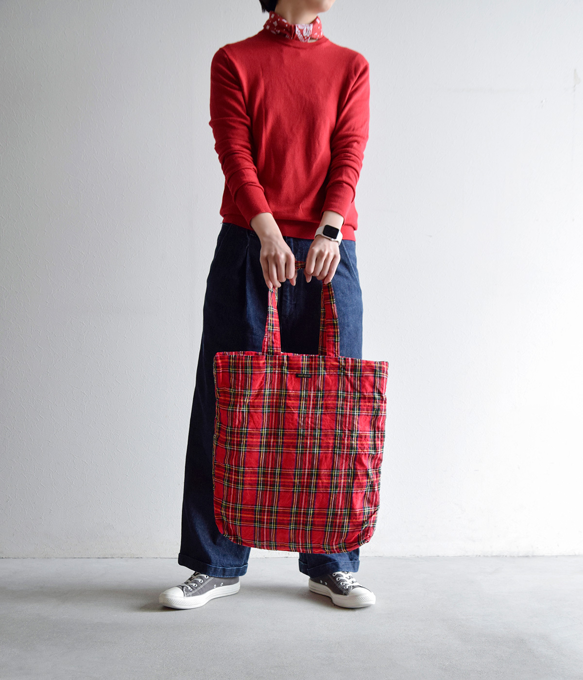 R & D.M.Co- オールドマンズテーラー リネン タータンチェック バッグ