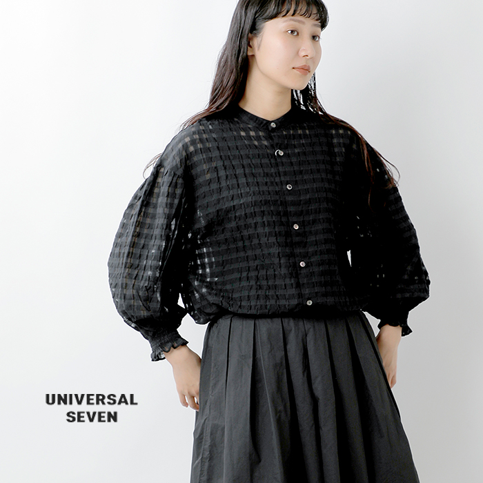universal seven ユニヴァーサルセブン シースルー ギンガム ギャザー