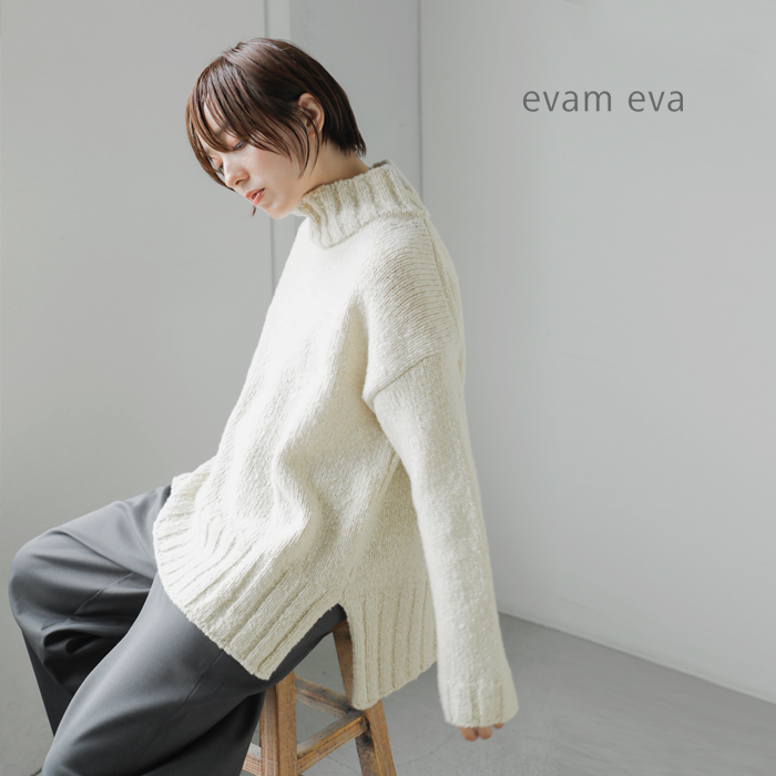evam eva エヴァムエヴァ リニューウール タートルネック ニット プル