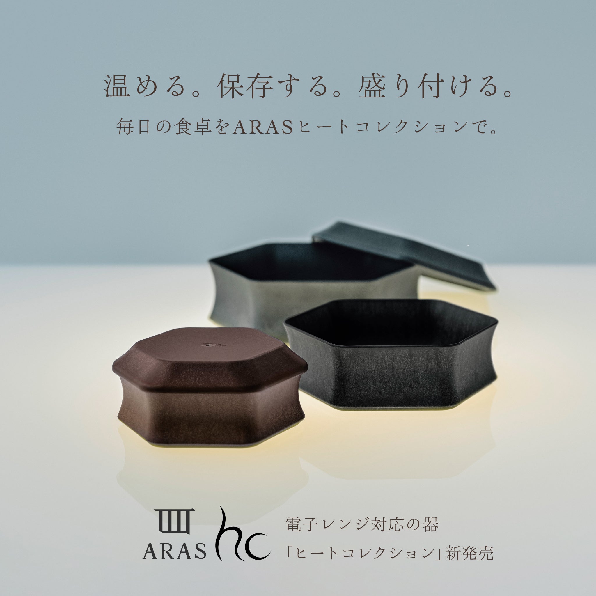電子レンジ対応の「深鉢ロッカク中・平皿ロッカク中セット」