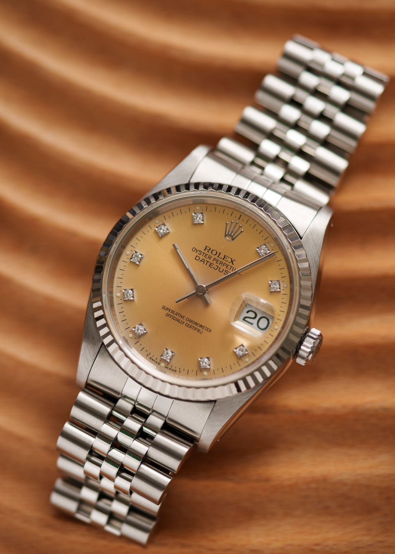 ロレックス デイトジャスト 16234G シルバー 10Pダイヤモンドダイアル