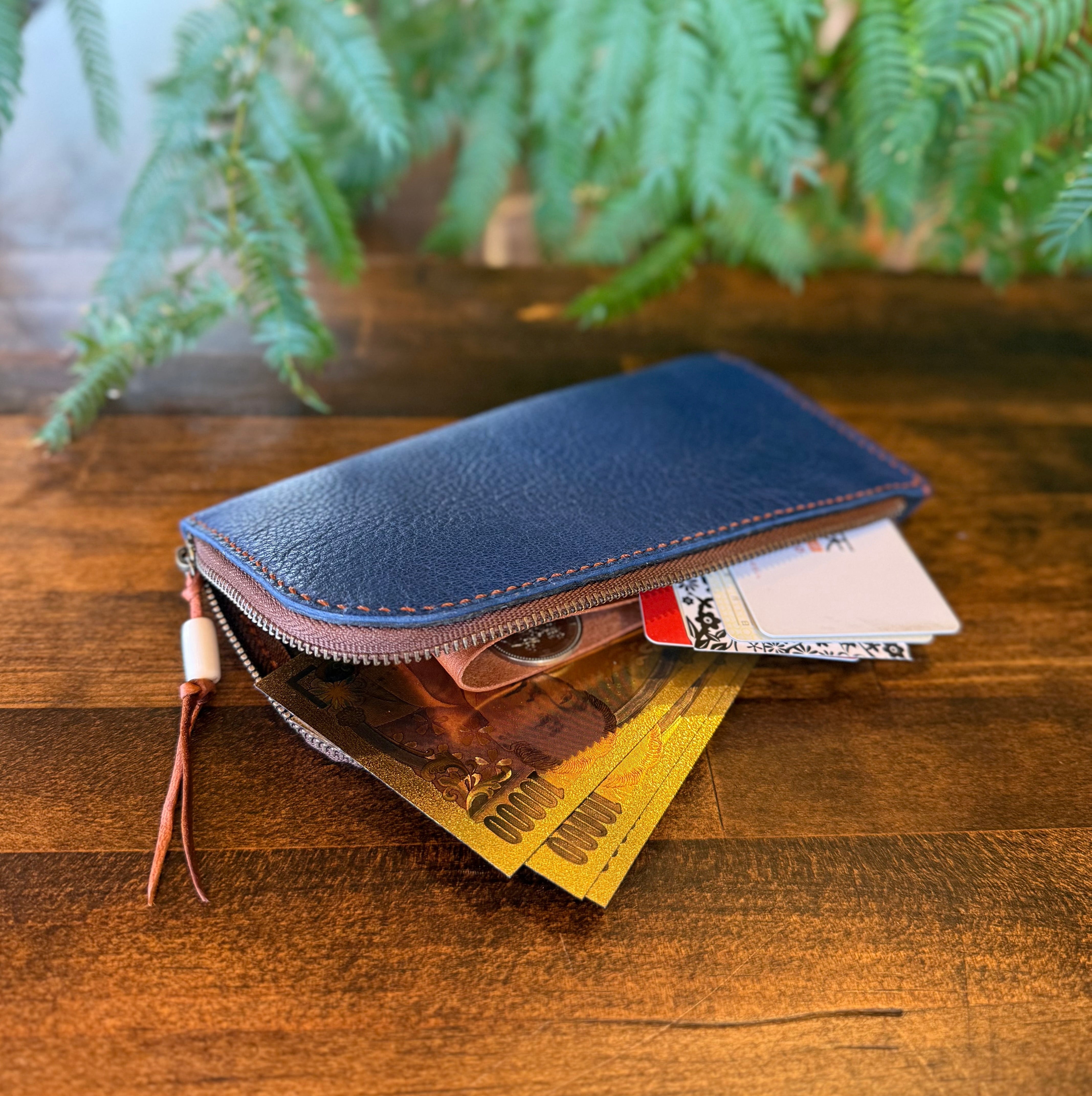 蝦夷鹿革】島財布セミロング