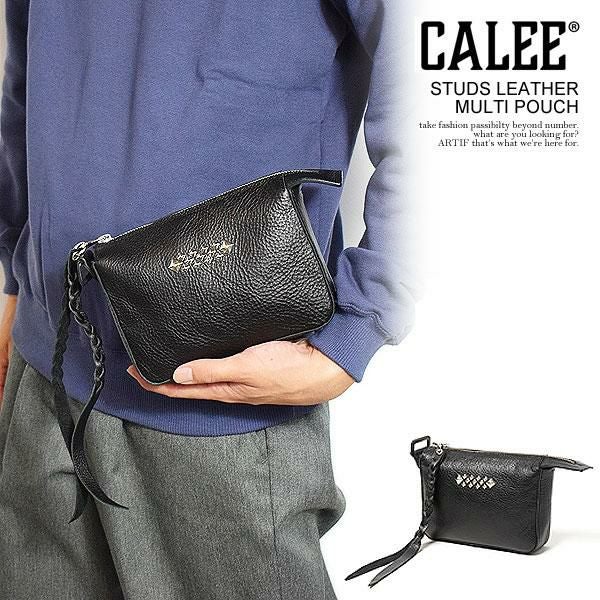 CALEE キャリー STUDS LEATHER MULTI POUCH