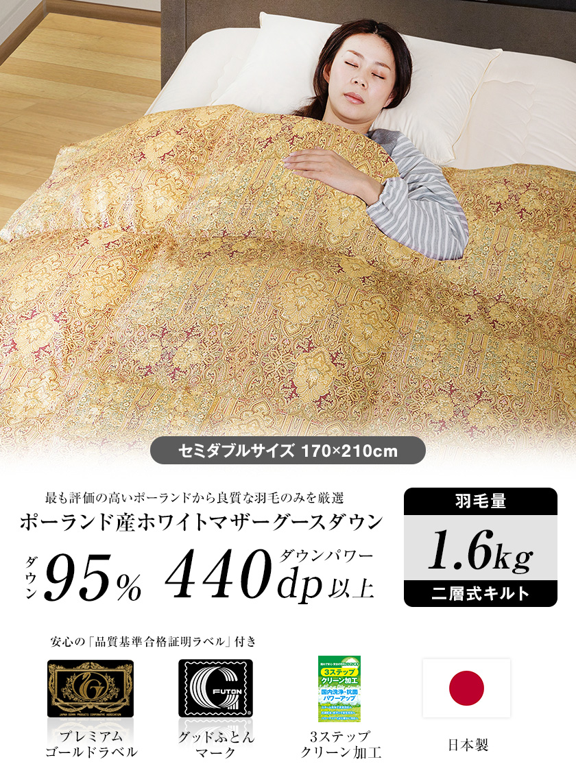 最高級羽毛布団《グランタリム》二層式 セミダブル ポーランド産