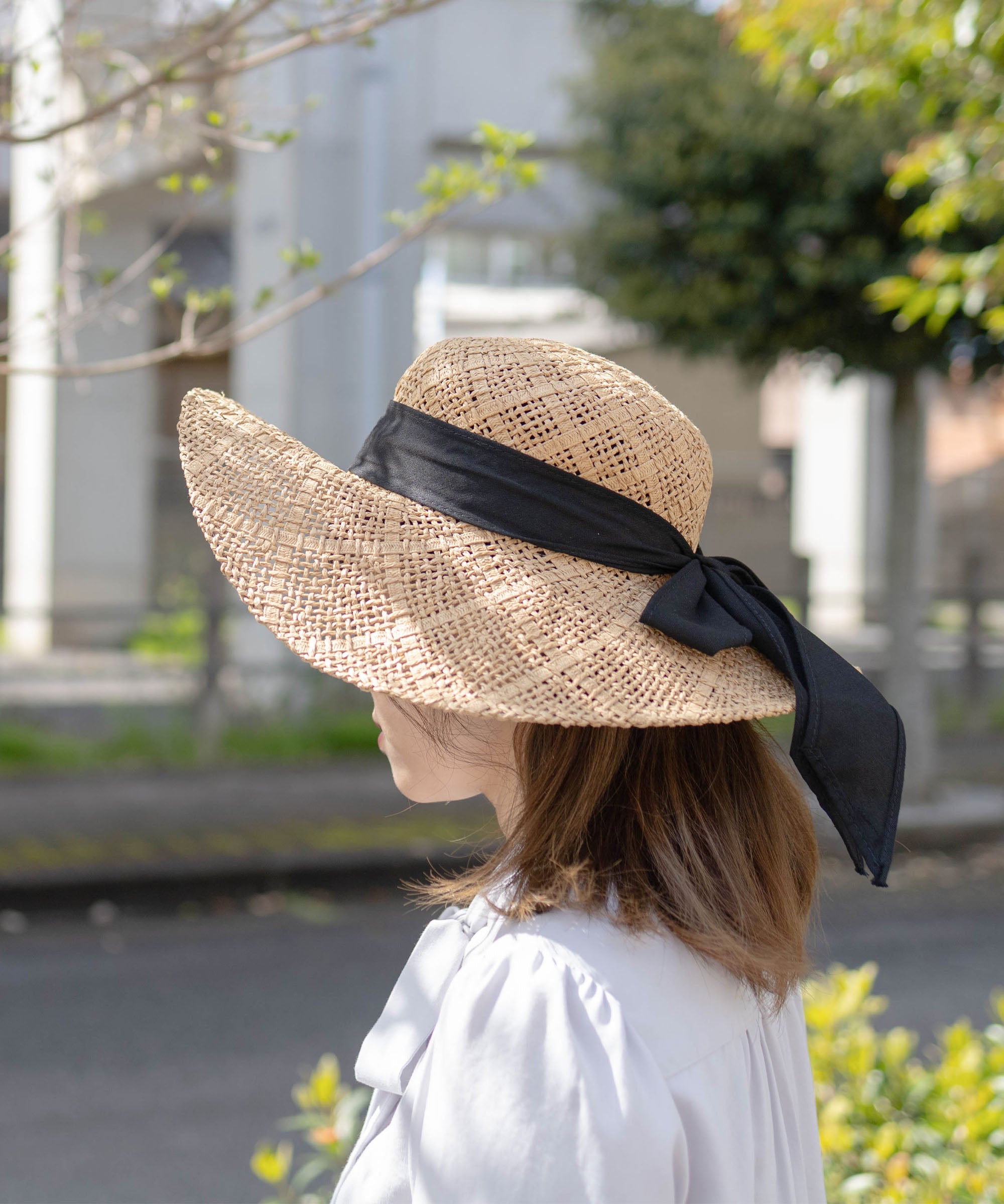 バックリボン つば広麦わら帽子 - AWC | active worker components