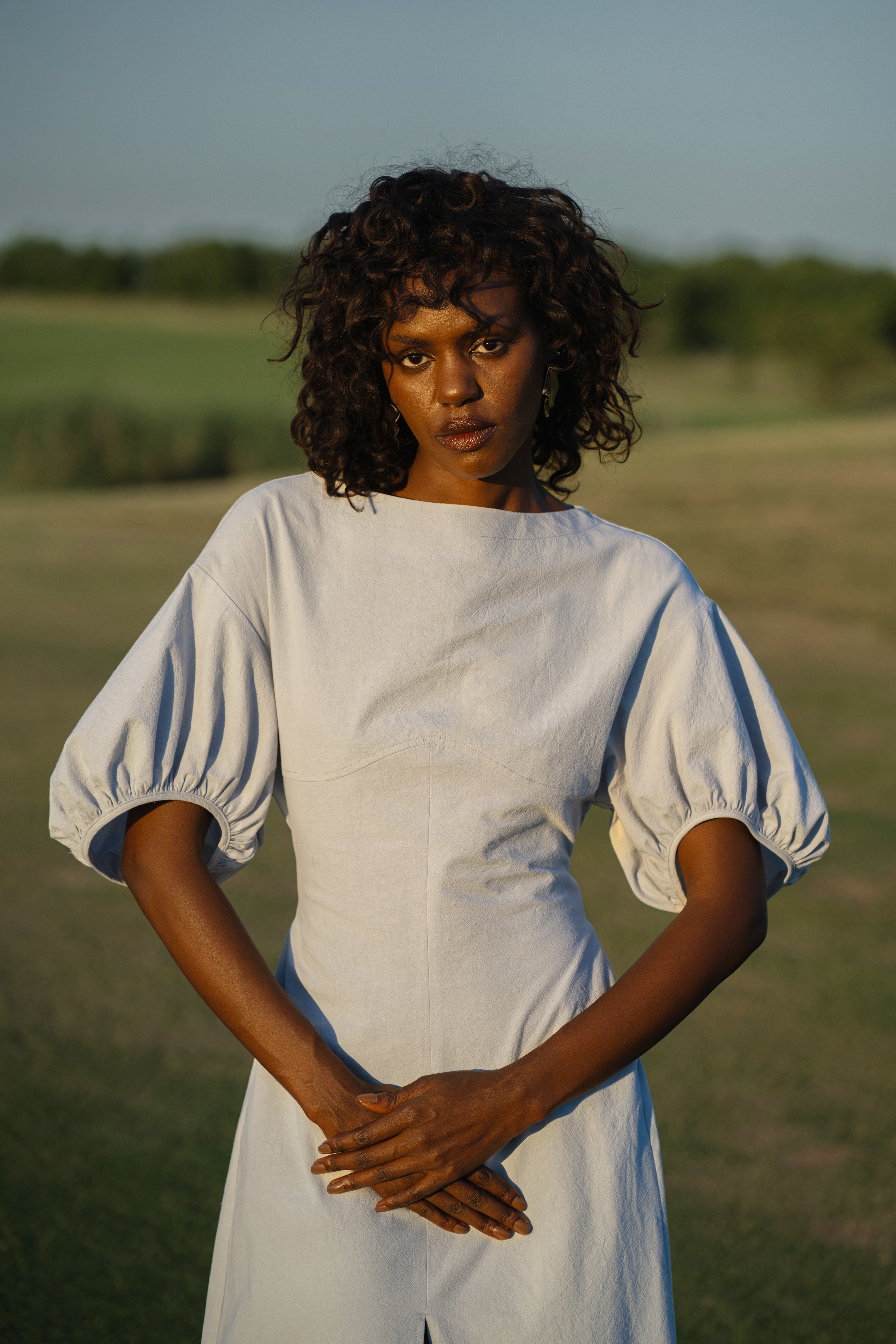 The Balloon Midi Dress – Sky Blue – awearers