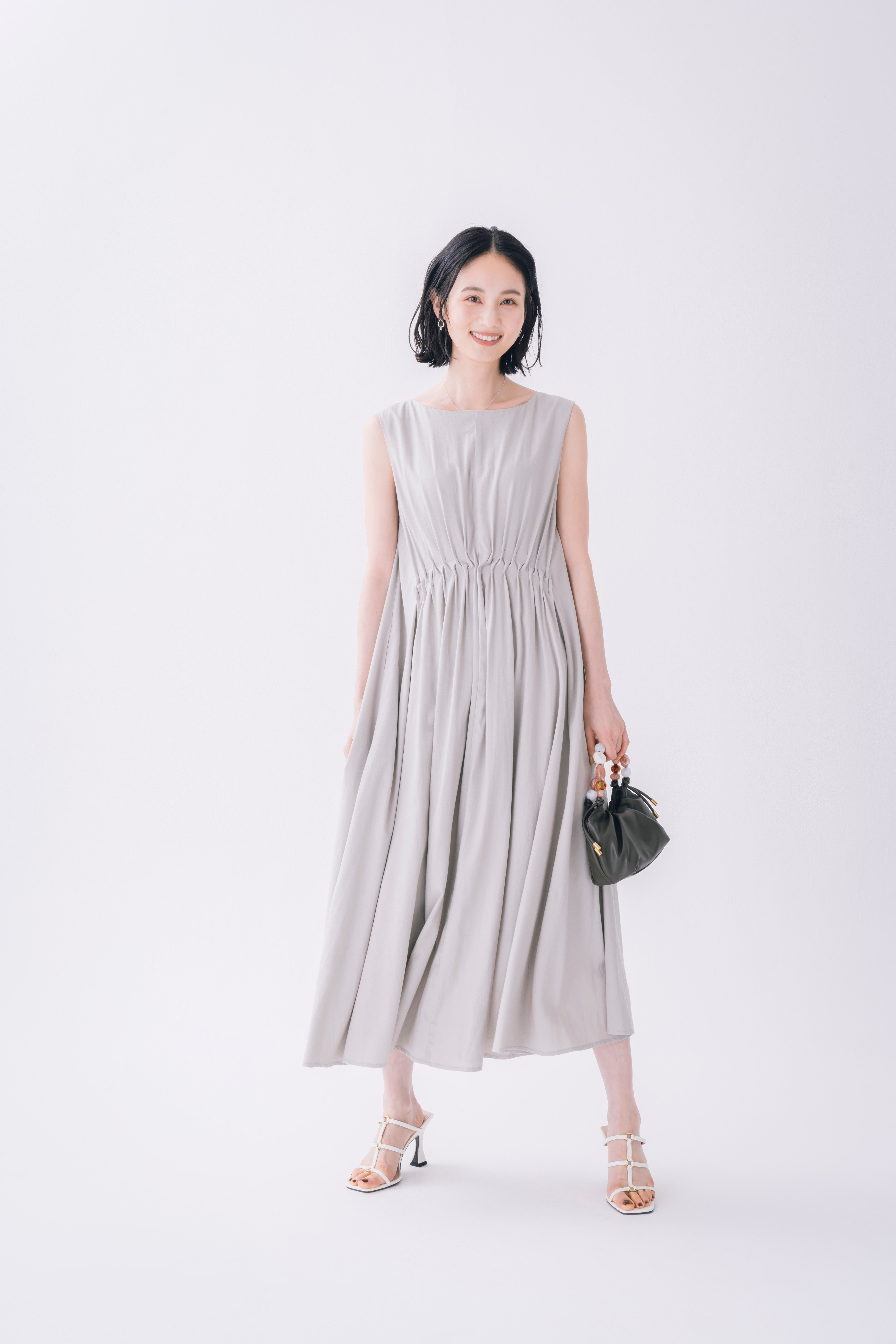 麻混ノースリーブワンピース NS-307 – ATELIER N'S