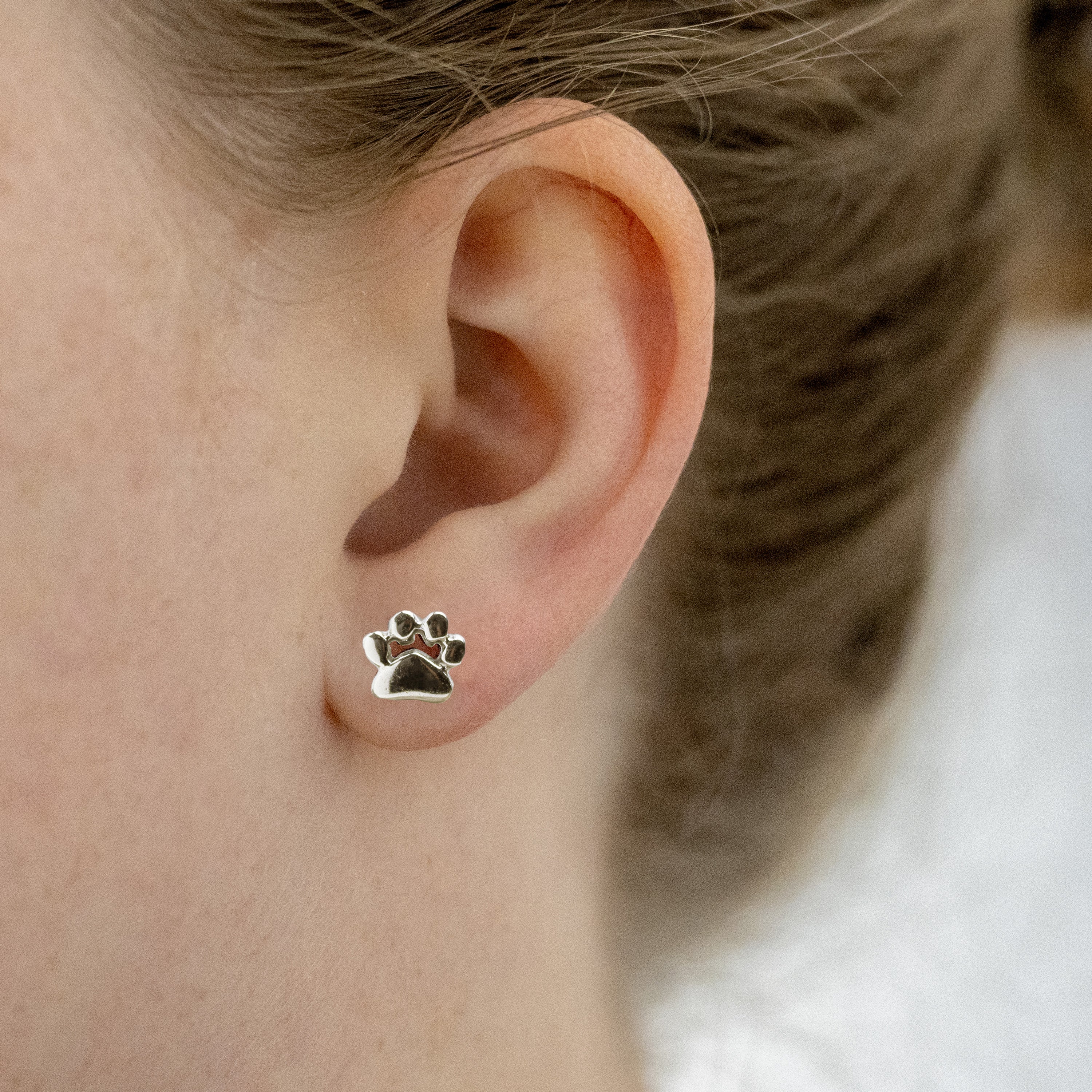 Sterling Silver Pawprint Earrings - Hypoallergenic