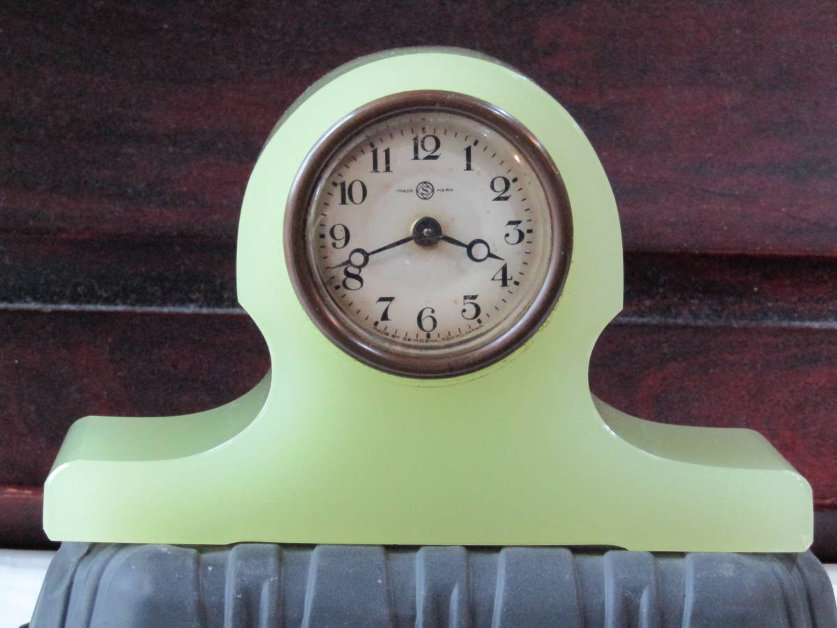 ウランガラス 精工舎 目覚まし時計 置時計 SEIKOSHA 和ガラス レトロ