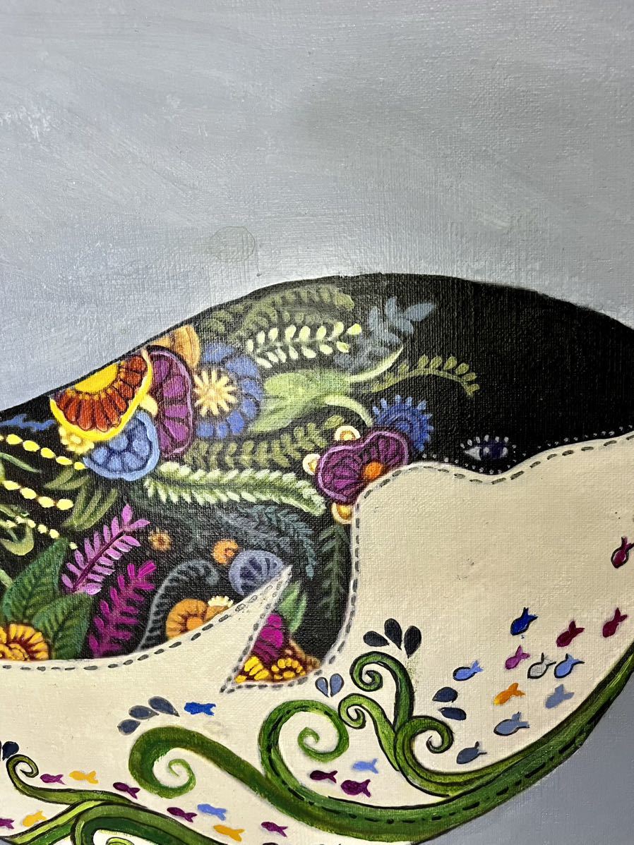 ジミー大西/鯨/F6号/絵画/額縁/油彩画/模写/肉筆/手書き/草間彌生/岡本