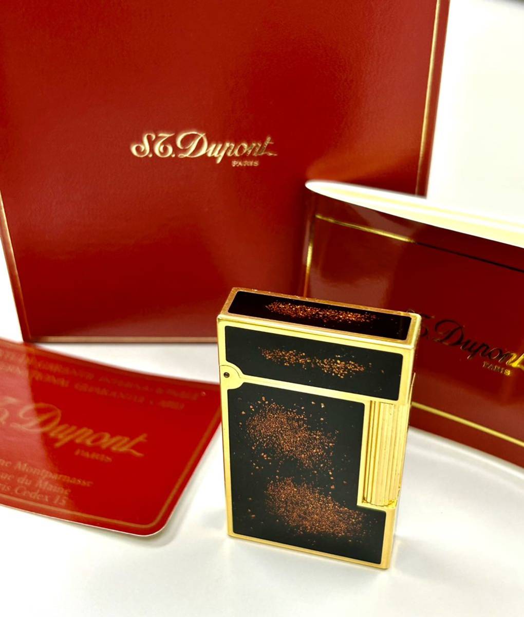 S.T.Dupont デュポンガスライター 金ラメ漆 黒金 喫煙具 喫煙グッズ