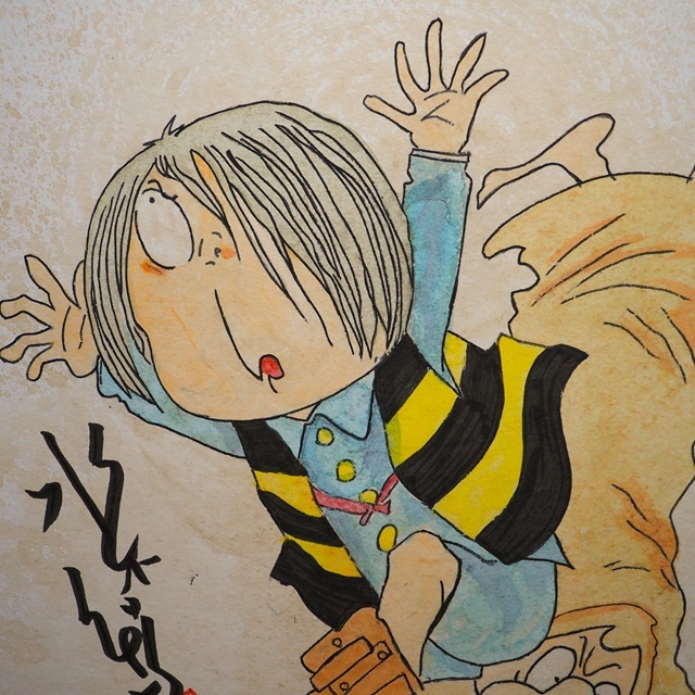 模写】【手描き】作者不明 水木しげる ゲゲゲの鬼太郎 表サイン 裏