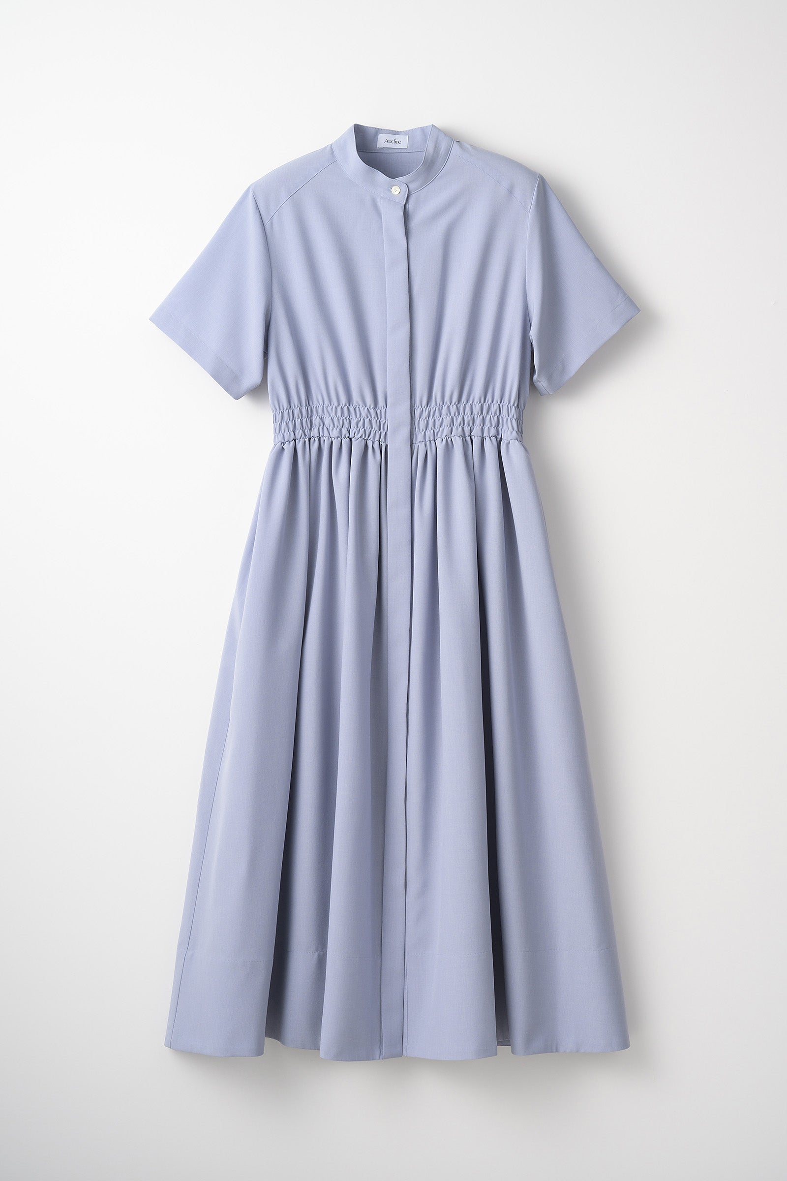 Shirring shirt dress(Blue gray) – Audire