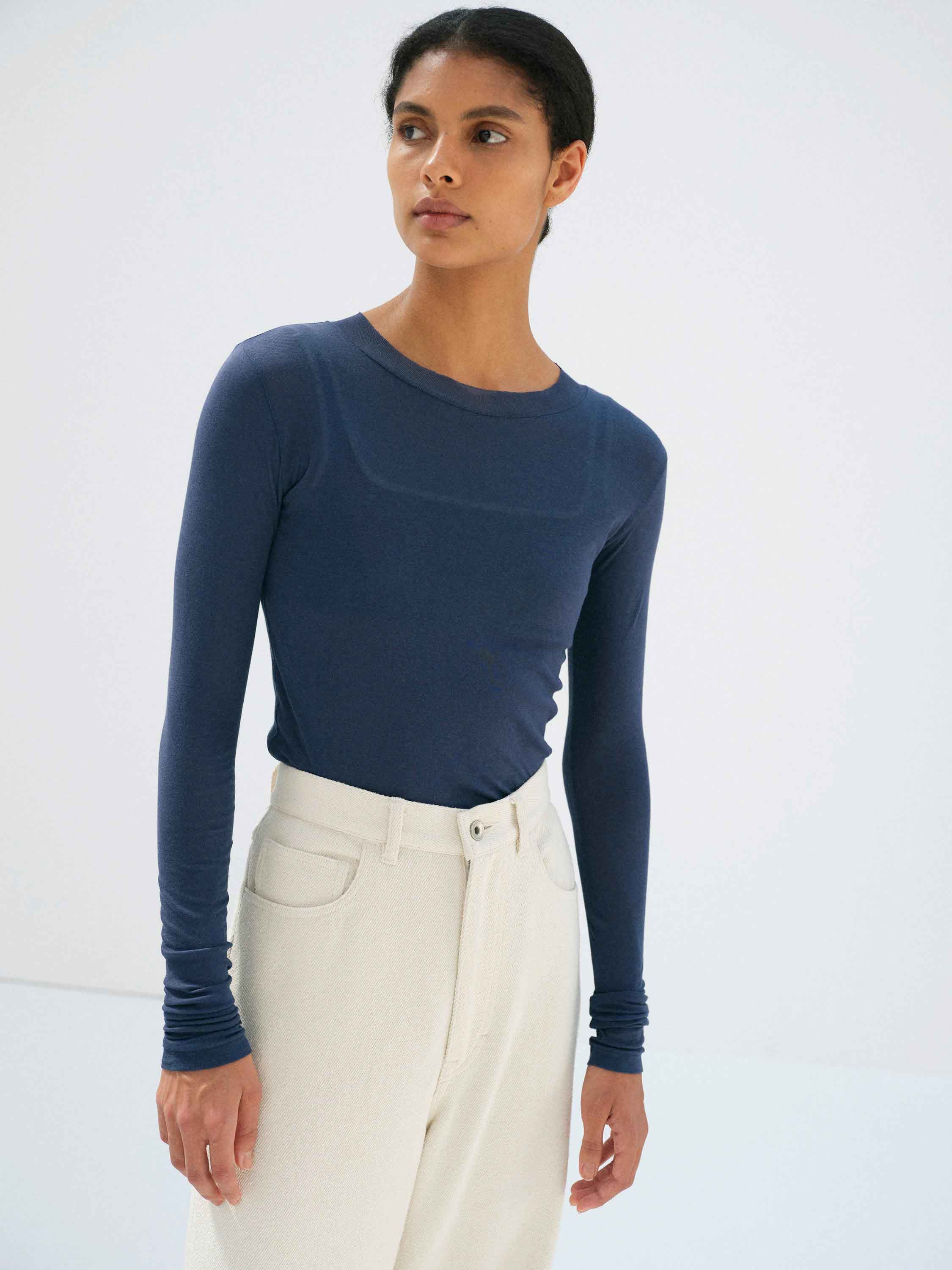 SUPER HIGH GAUGE SHEER RIB L/S TEE - AURALEE Official Website