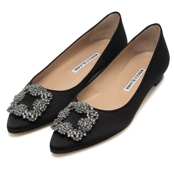 マノロブラニク パンプス ハンギシ フラットシューズ ブラック