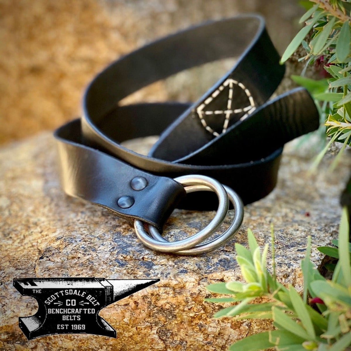 The SAUSALITO Black Double Ring Classic Leather Belt | Scottsdale