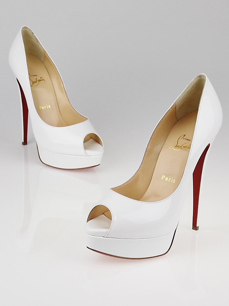 Christian Louboutin White Patent Leather Lady Peep 150 Pumps Size