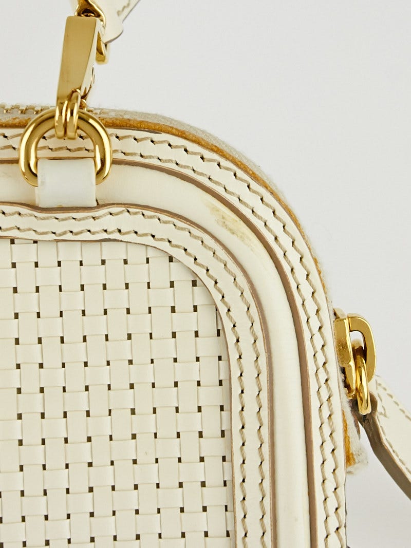 Burberry White Woven Leather Bridle Belted Clutch Bag | Yoogi's Closet