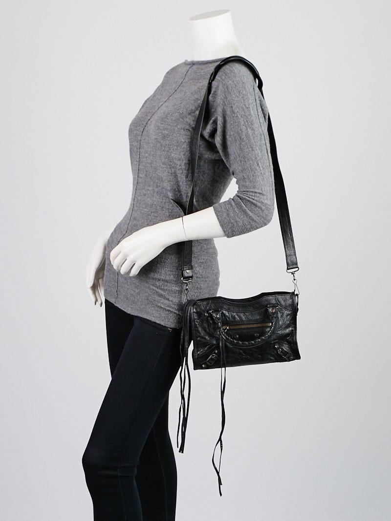 Balenciaga Black Lambskin Leather Motorcycle Mini City Bag