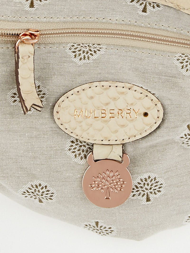 Mulberry Beige Silky Snake Print Leather Oversized Alexa Bag