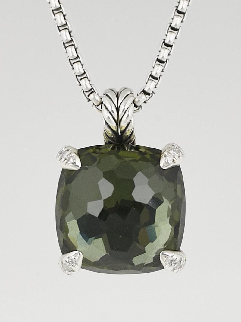 David Yurman 14mm Green Orchid and Diamonds Chatelaine Pendant
