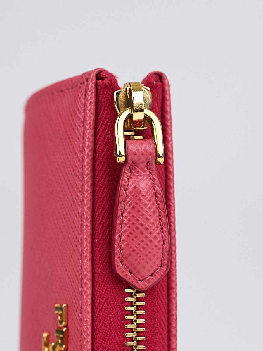 Prada Peonia Pink Saffiano Leather Pouch Key Chain 1PP026