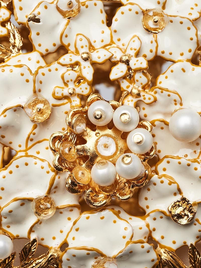 Alexander McQueen Goldtone Metal, Resin, Pearl Skull Box Clutch