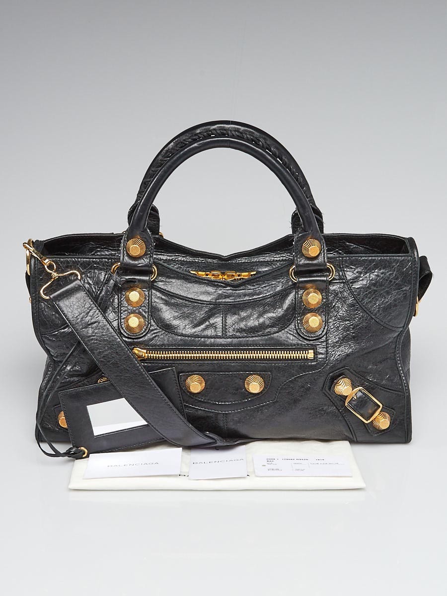 Balenciaga Black Lambskin Leather Giant 21 Gold Part Time Bag