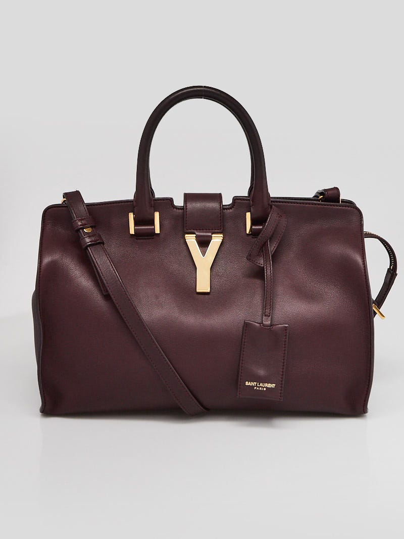 Yves Saint Laurent Burgundy Calfskin Leather Small Cabas ChYc Bag