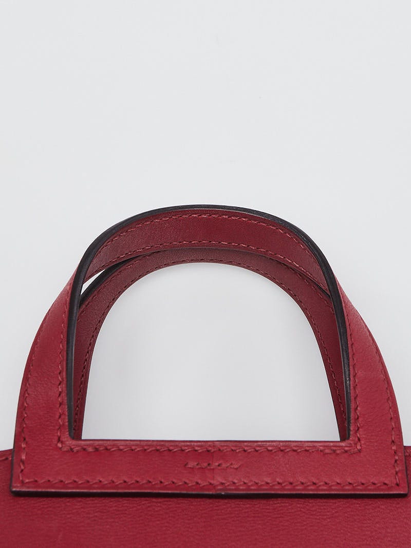 Hermes 22cm Rouge Grenat Swift Leather Palladium Plated Halzan