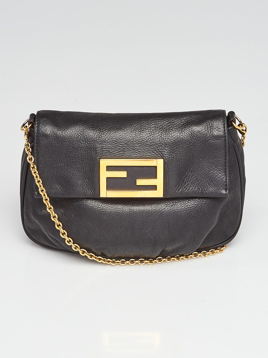 Fendi Black Leather Fendista Pochette Crossbody Bag 8M0276