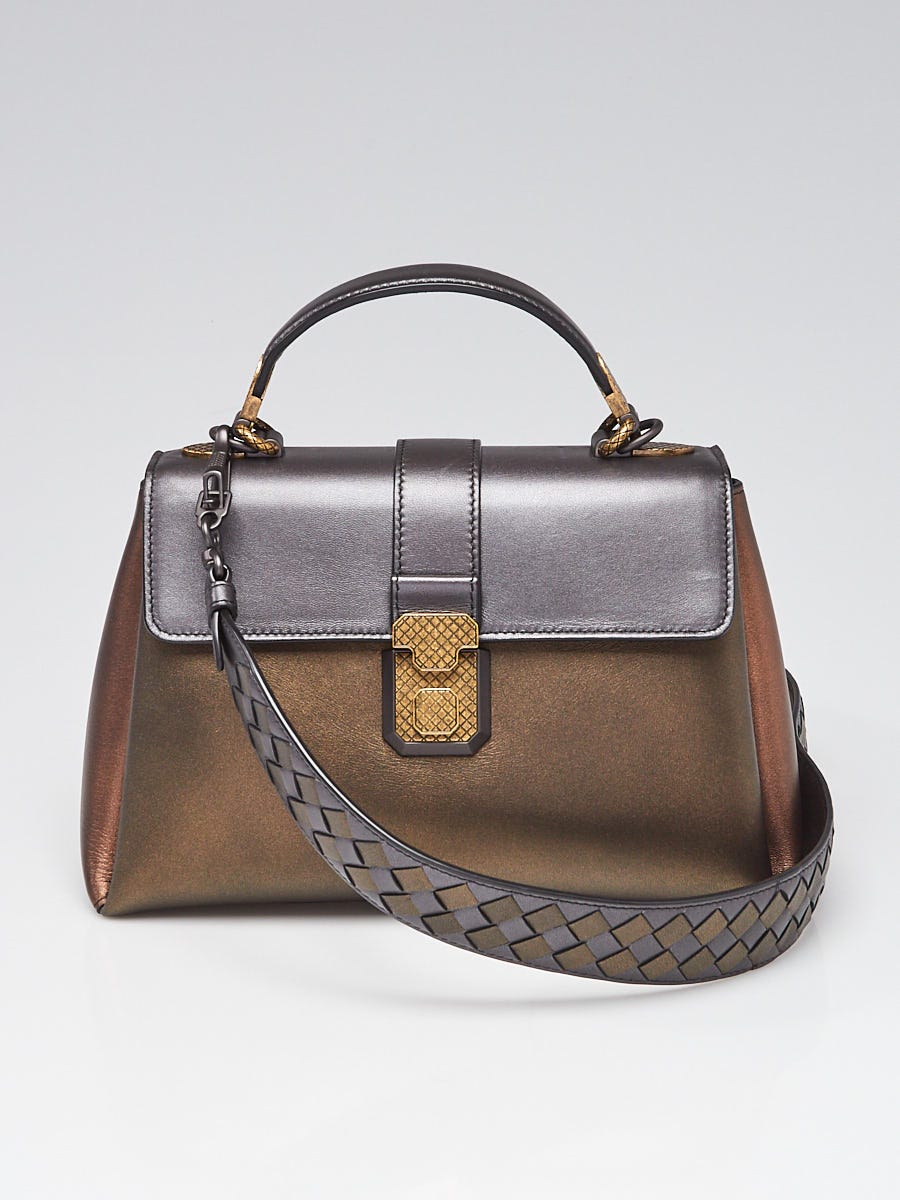 Bottega Veneta Tri-Color Metallic Leather Small Piazza Bag