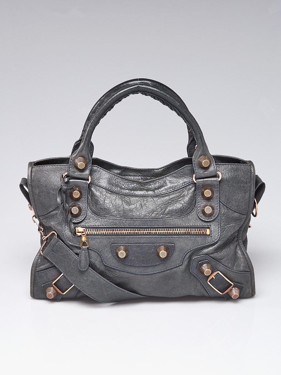 Balenciaga Anthracite Lambskin Leather Giant 21 Rose Gold