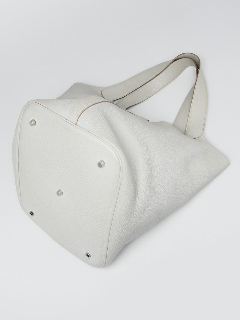 Hermes 31cm Gris Pearl Clemence Leather Picotin Lock TGM Bag