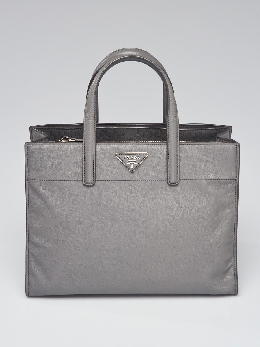 Prada Grey Saffiano Soft Leather Top Handle Bag BN2603 | Yoogi's