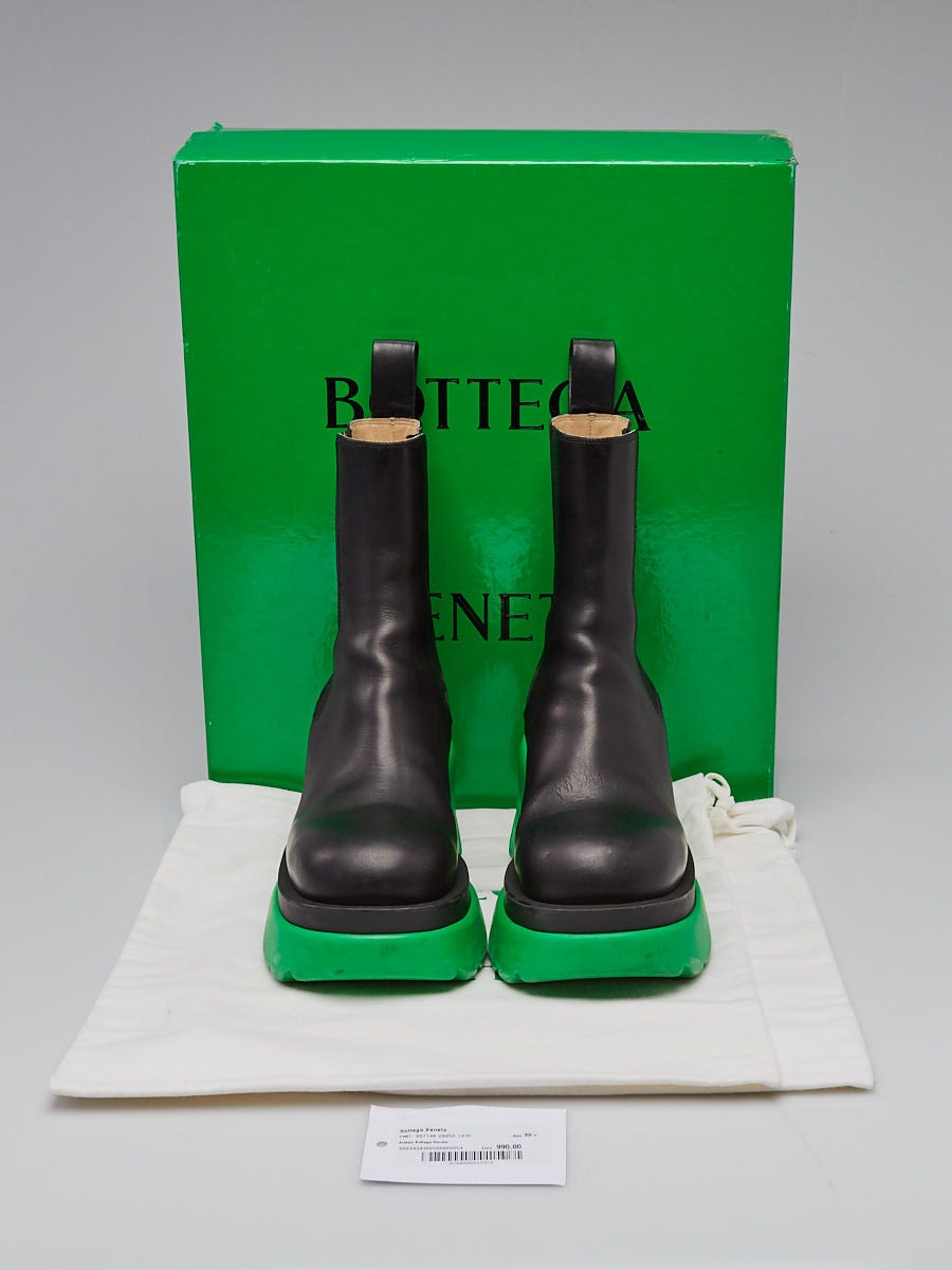 Bottega Veneta Black Grass Leather Flash Boots Size 9/39.5