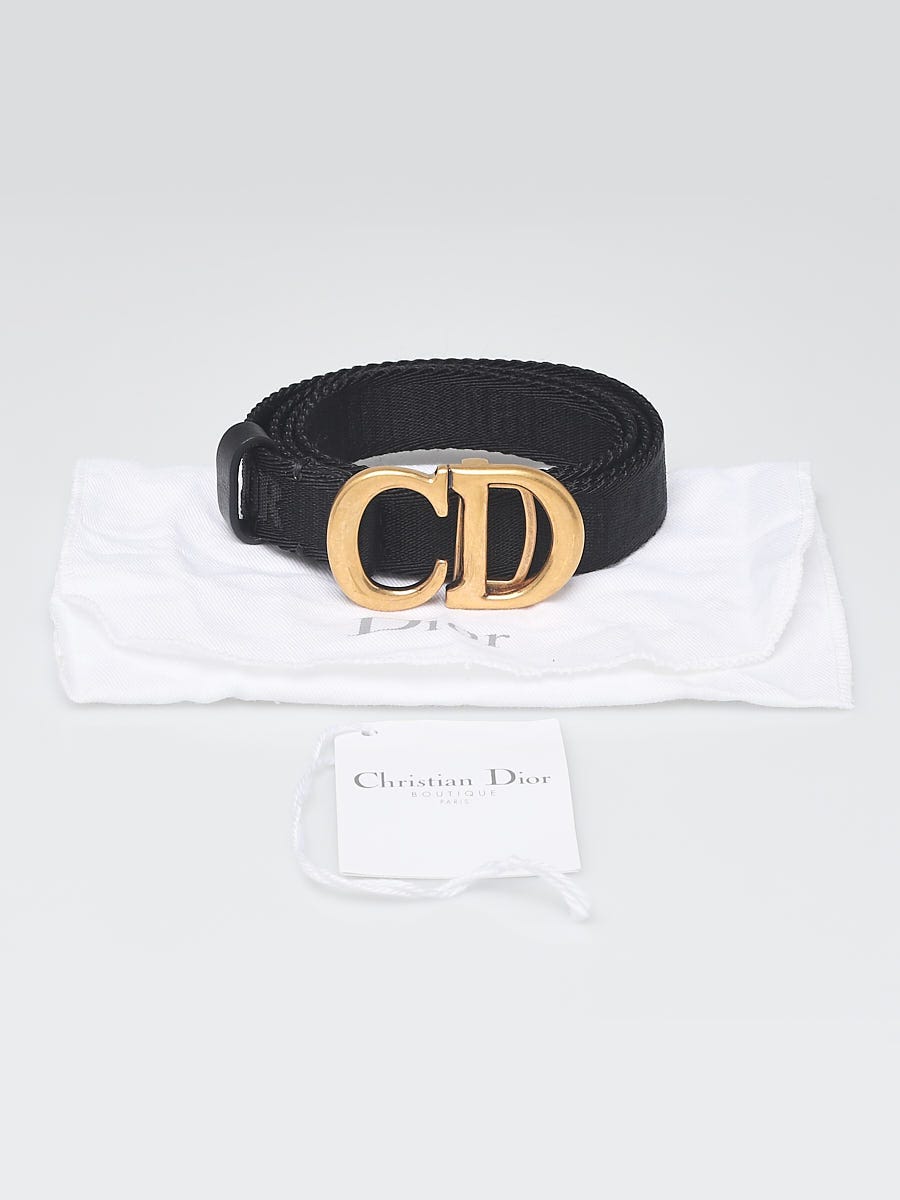 Christian Dior Black Canvas Jacquard Saddle Belt Size M | Yoogi's
