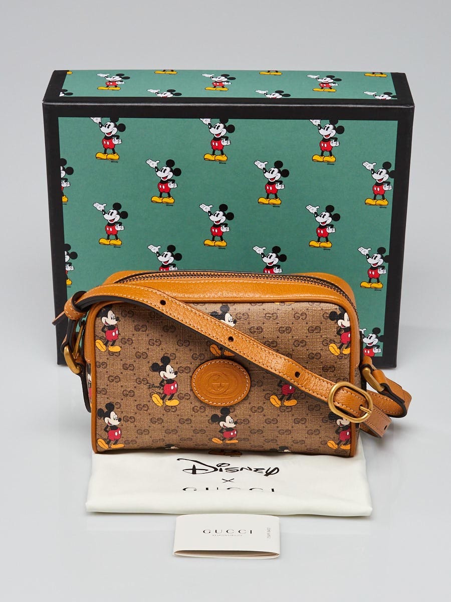 Gucci X Disney Brown GG Coated Canvas Mickey Mouse Mini Crossbody