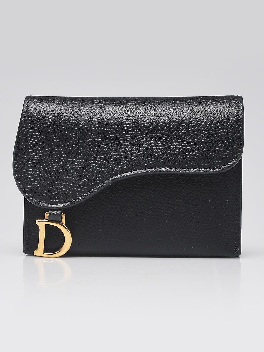 Christian Dior Black Leather Saddle Card Holder Wallet | Yoogi's