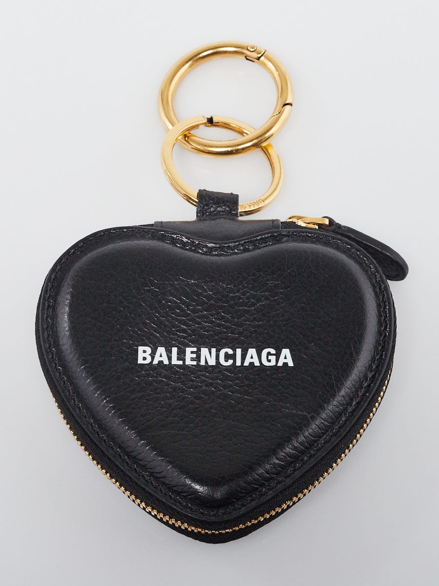 Balenciaga Black Leather Heart Key Ring and Bag Charm | Yoogi's Closet