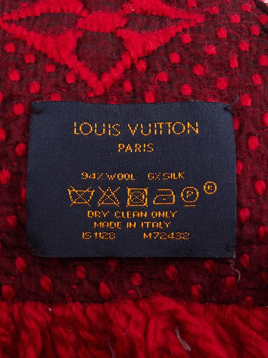 Louis Vuitton Red Wool/Silk Logomania Scarf | Yoogi's Closet