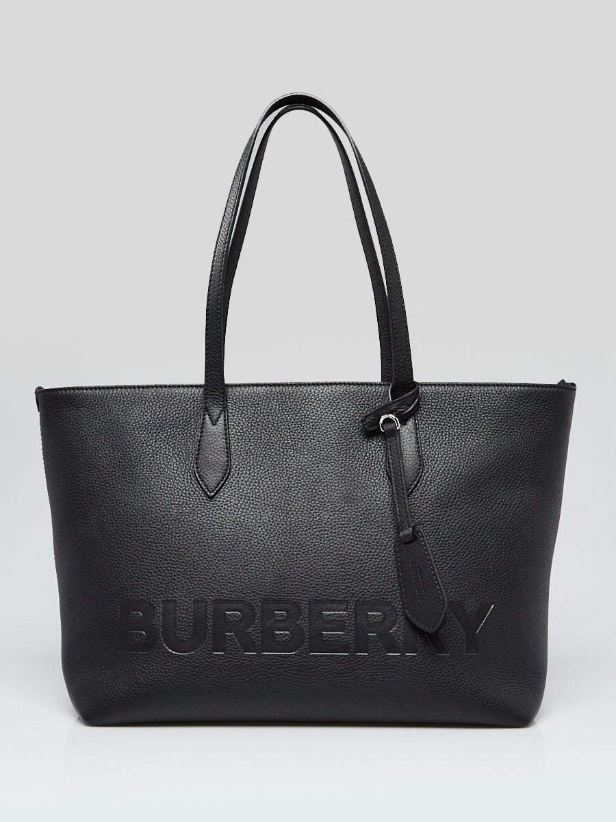 Burberry Black Grained Leather Ardwell Medium Zip Tote Bag